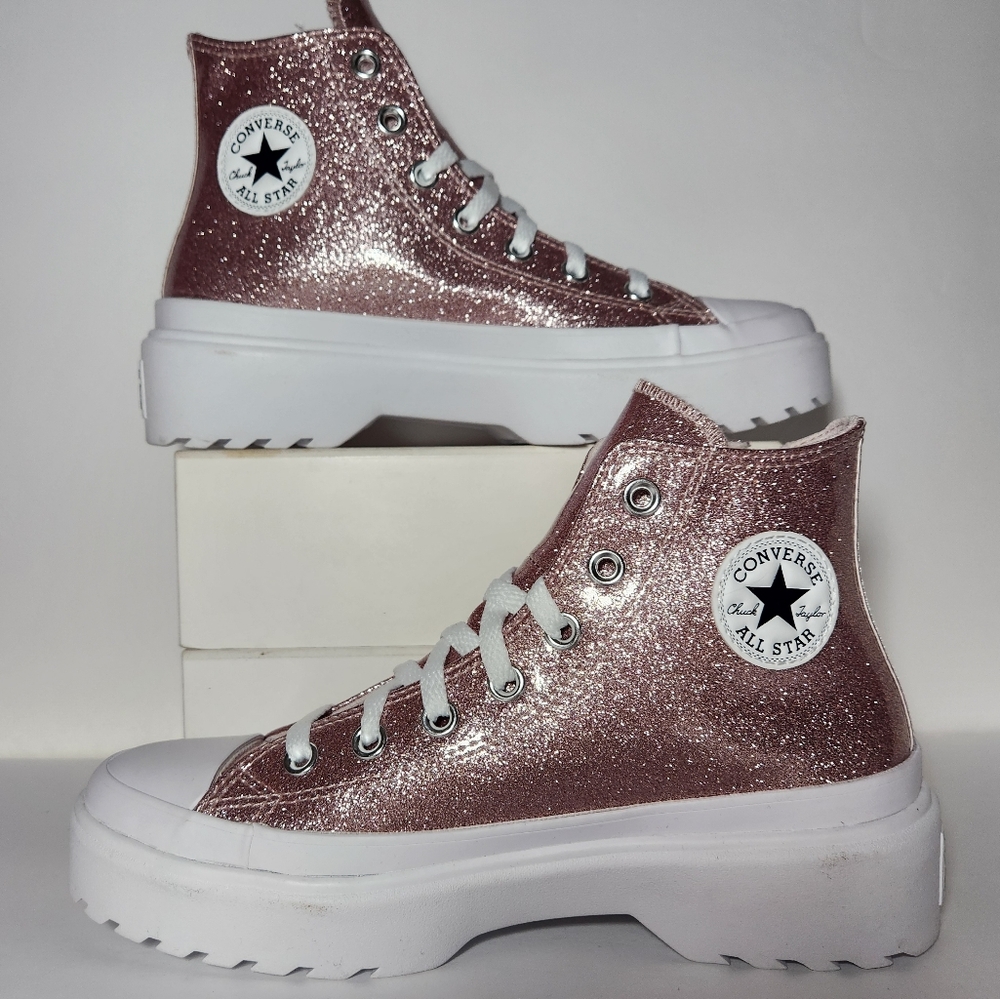 All Star lugged pink glitter chucks